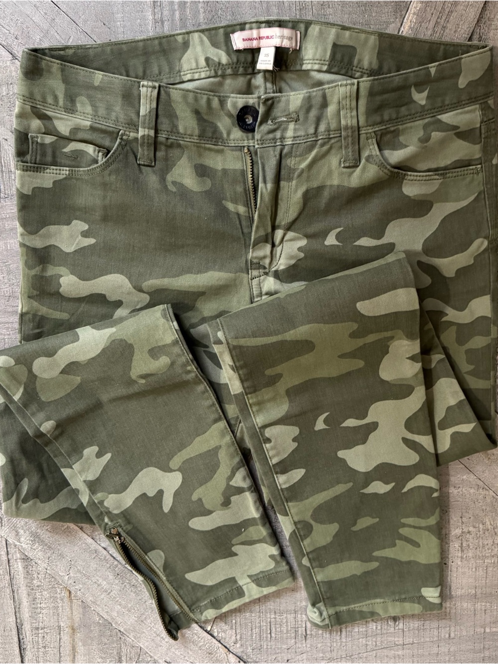 Camo Print Cargo Pants - Olive Green
